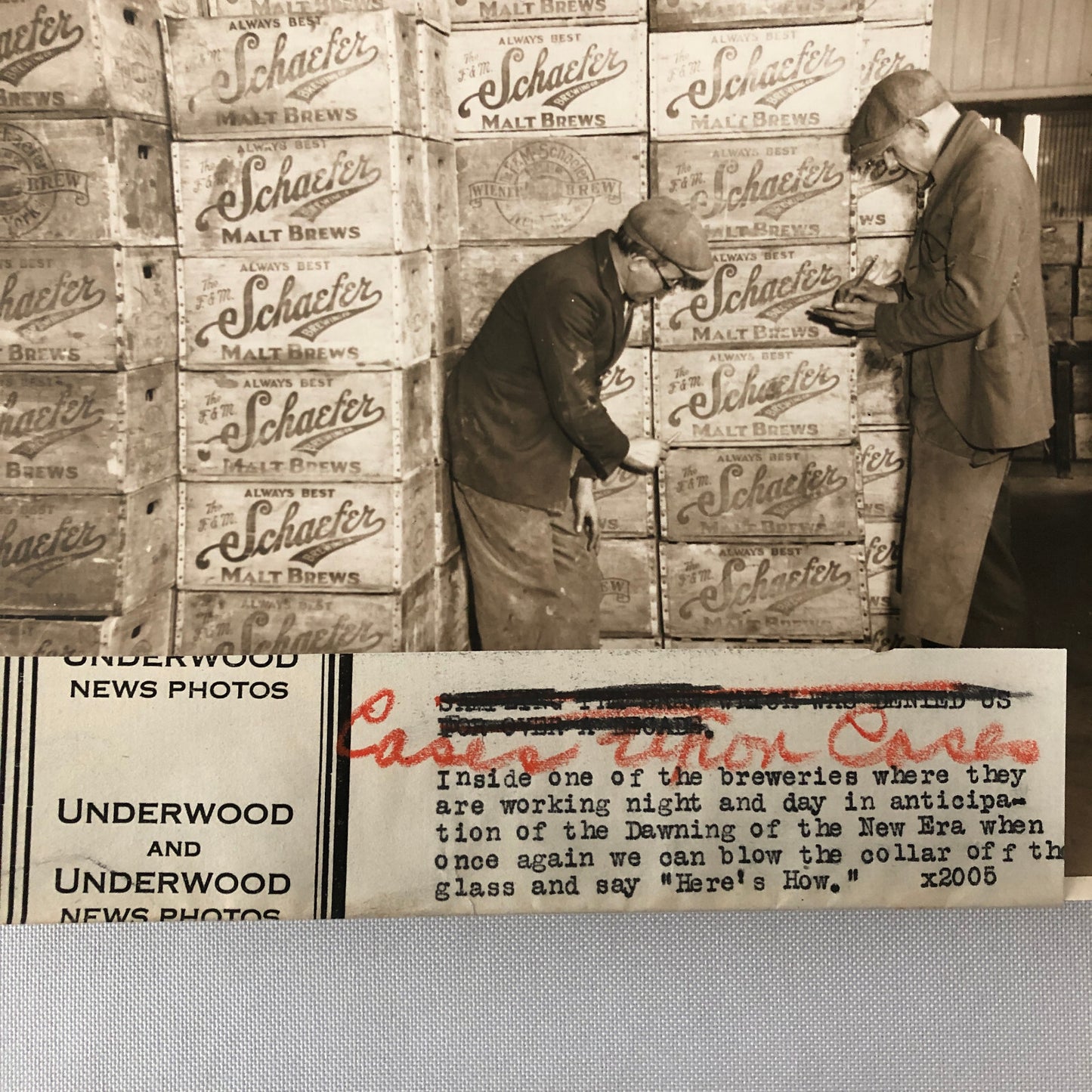 Press Photo Photograph Schaefer Beer Brewery at Prohibition End Underwood Photo