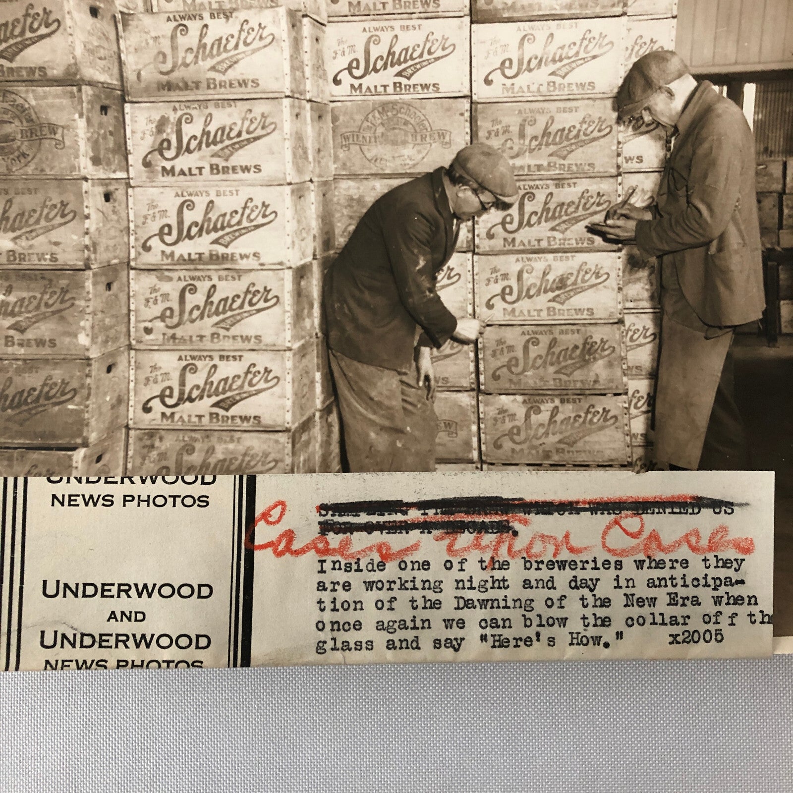 Press Photo Photograph Schaefer Beer Brewery at Prohibition End Underwood Photo