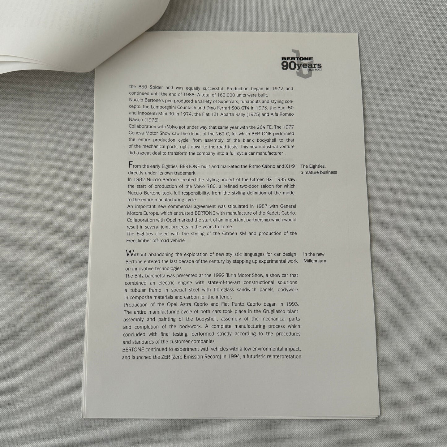 2002 Bertone Car History Press Kit in Embossed Folder Alfa Romeo Lamborghini +