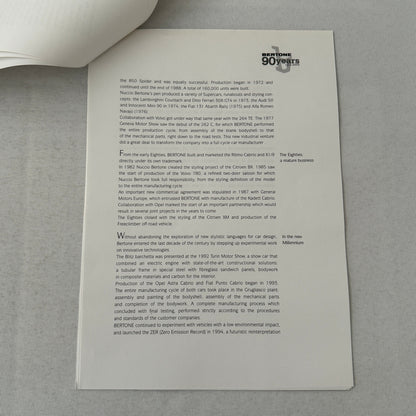 2002 Bertone Car History Press Kit in Embossed Folder Alfa Romeo Lamborghini +