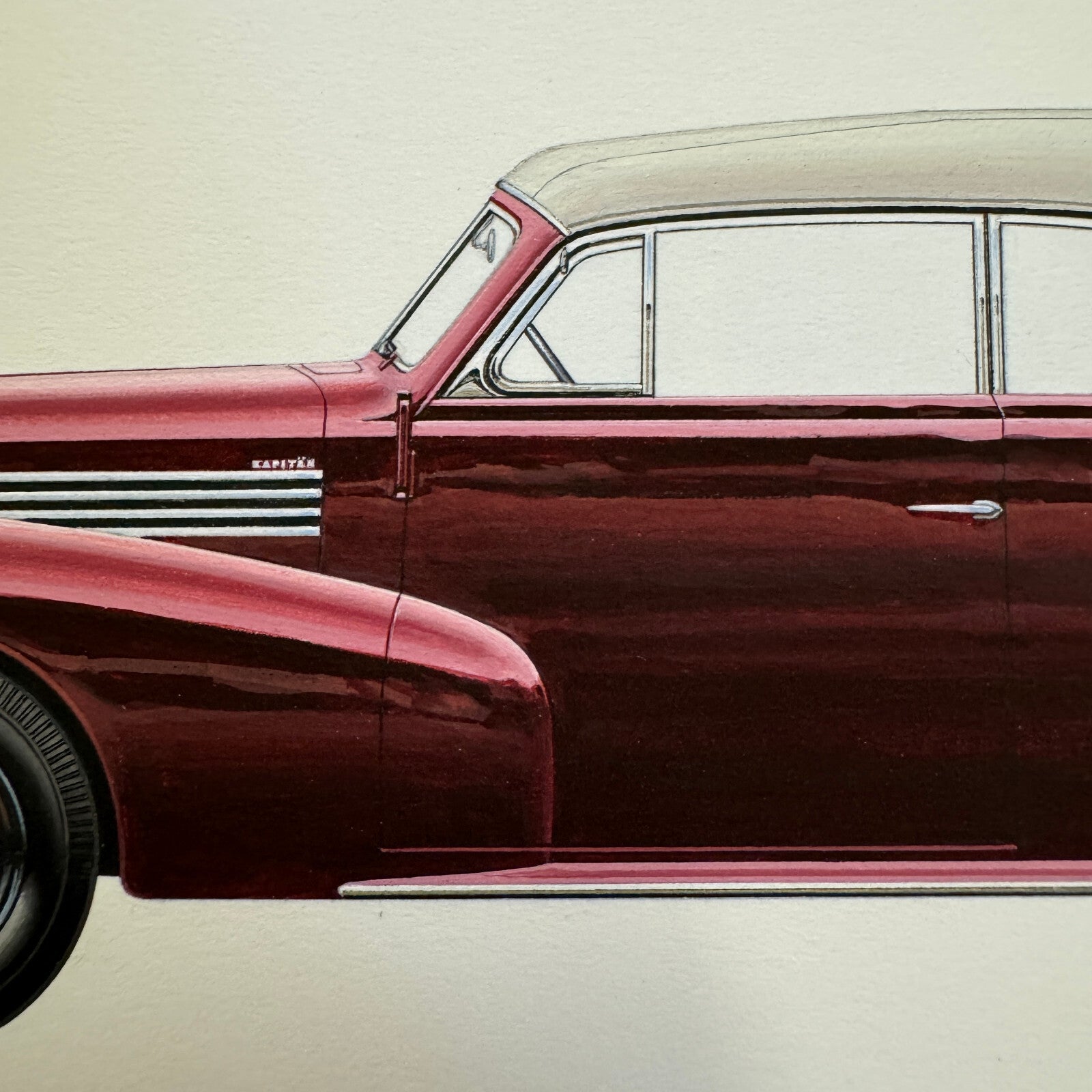 1939 Opel Kapitan Cabriolet Car Automobile Illustration Art Drawing Hand Drawn