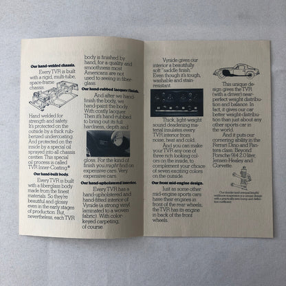 Vintage TVR Car Sales Brochure Catalog Advertising