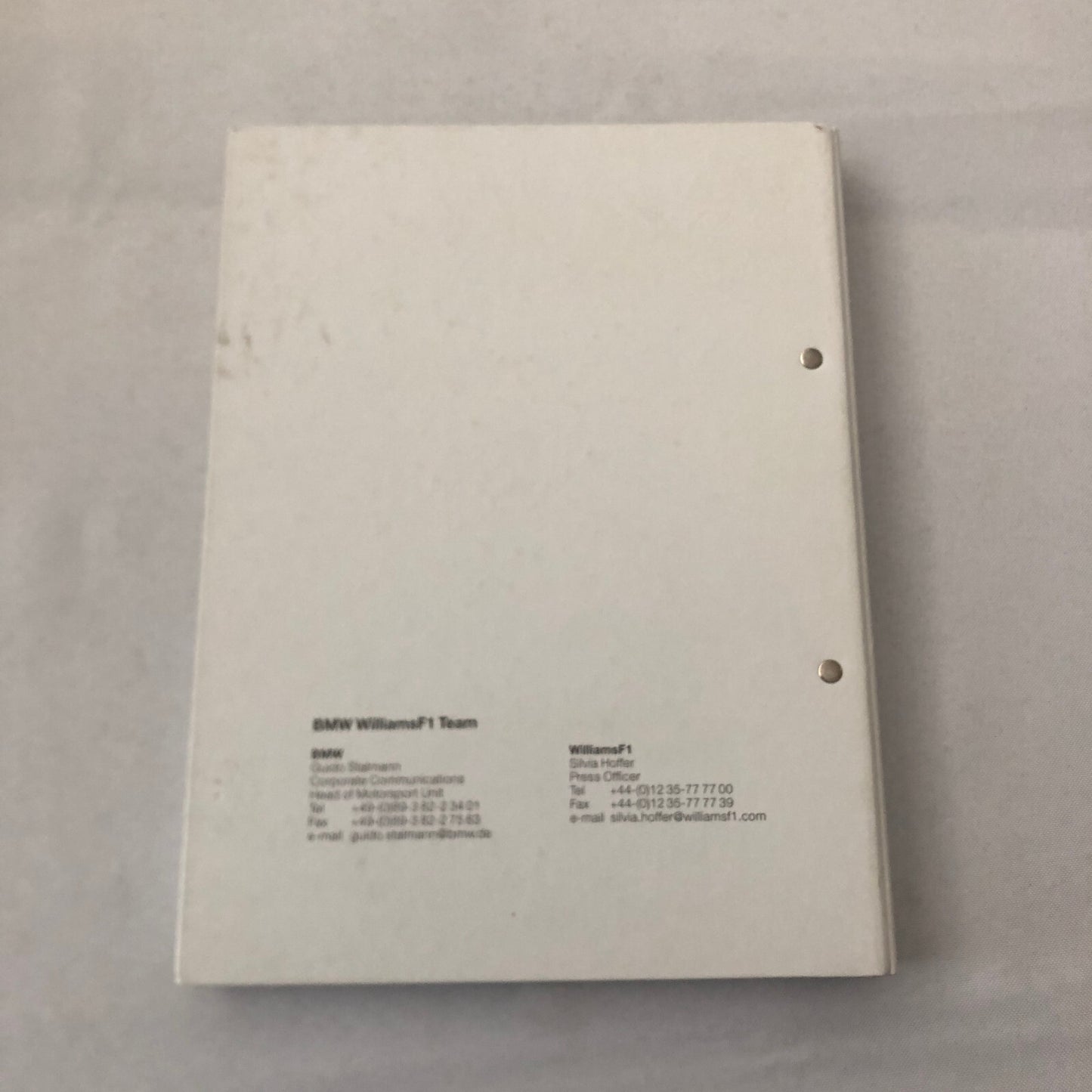 2001 BMW Williams F1 Press Kit Ralf Schumacher Juan Pablo Montoya Brochure