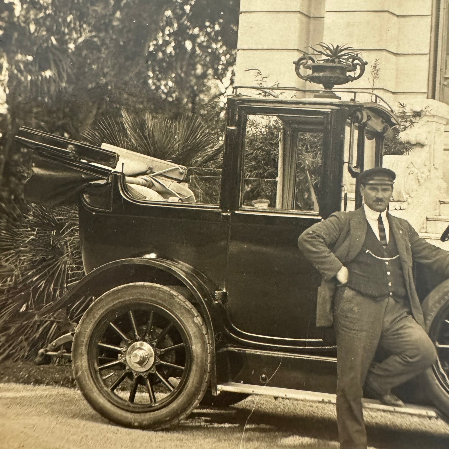 Vintage Real Photo Postcard Post Card RPPC Photograph Man with Car Automobile