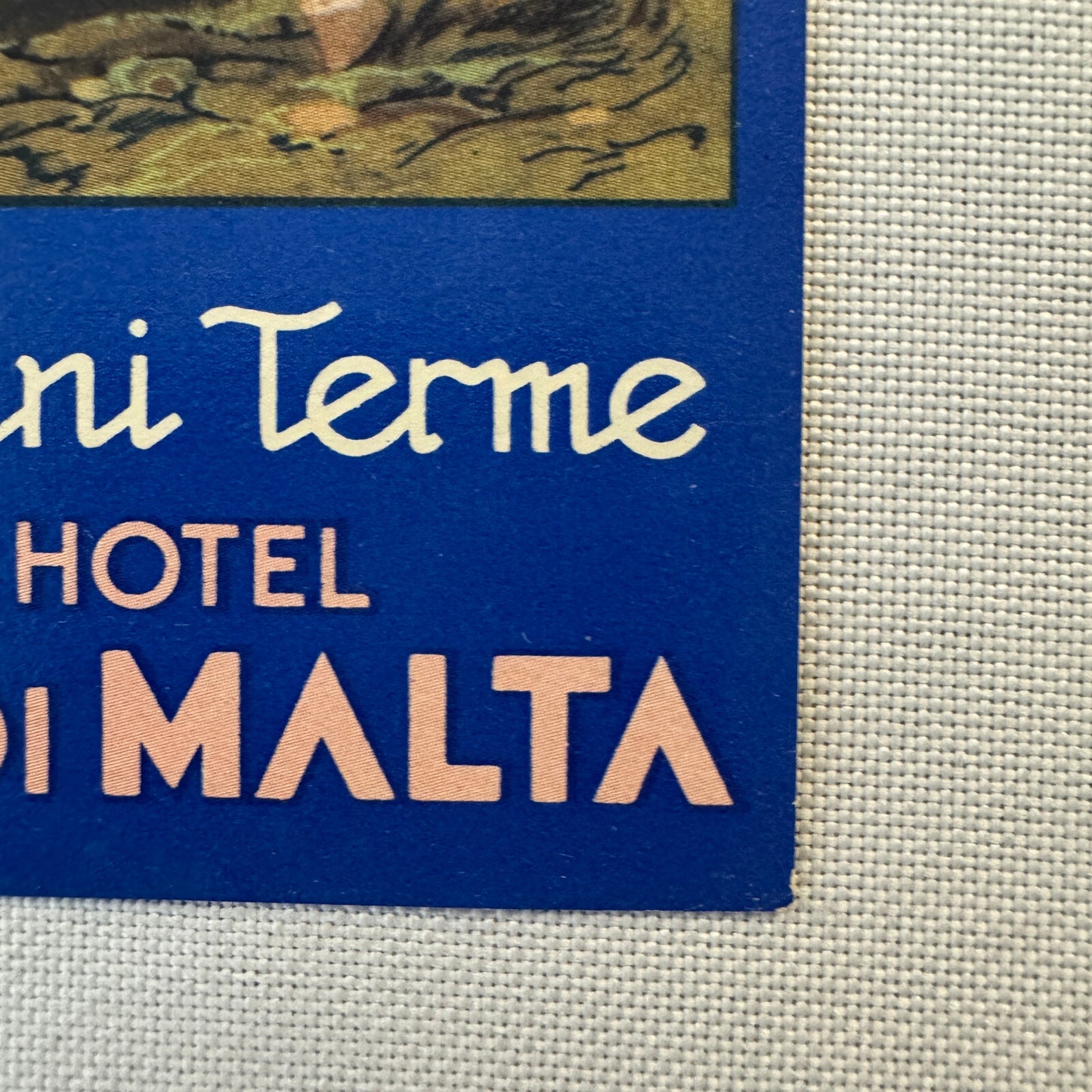 Vintage Hotel Travel Luggage Label Montecatini Terme Italy Hotel Croce di Malta