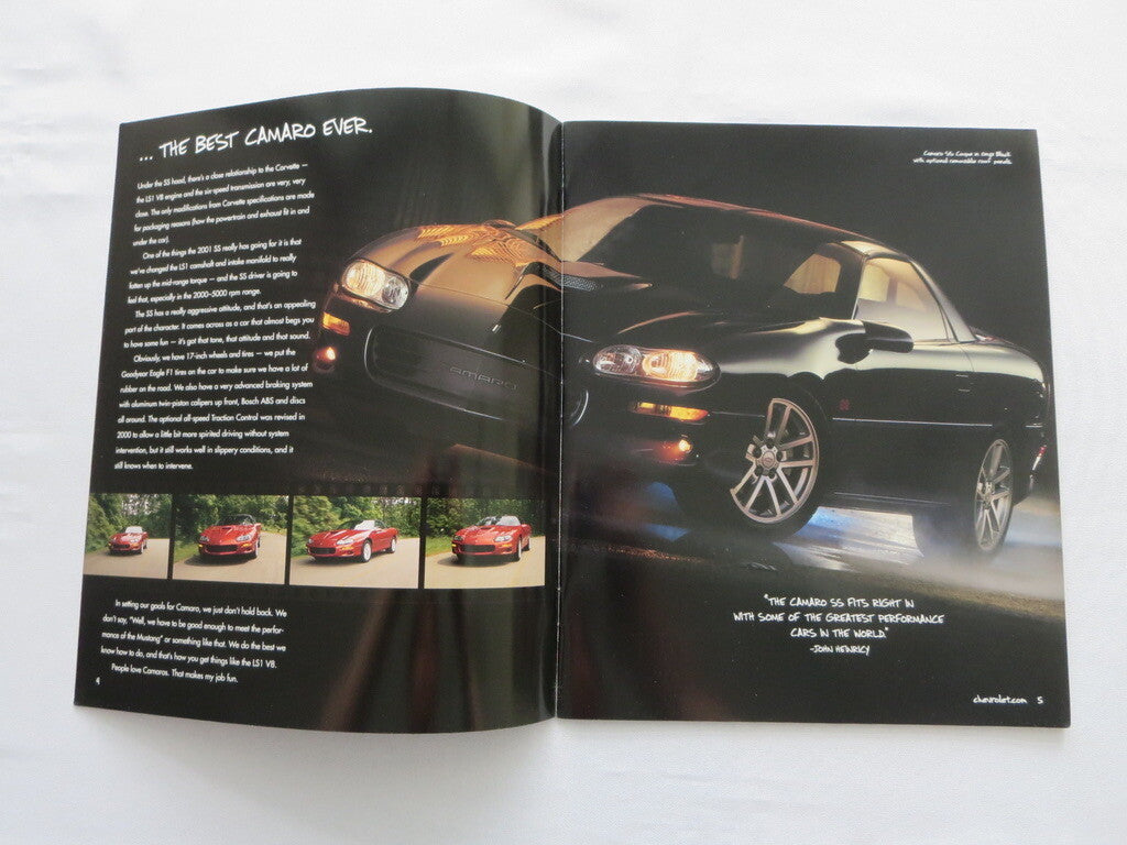 2001 Chevrolet Camaro Sales Brochure Catalog Z28 Coupe Convertible 