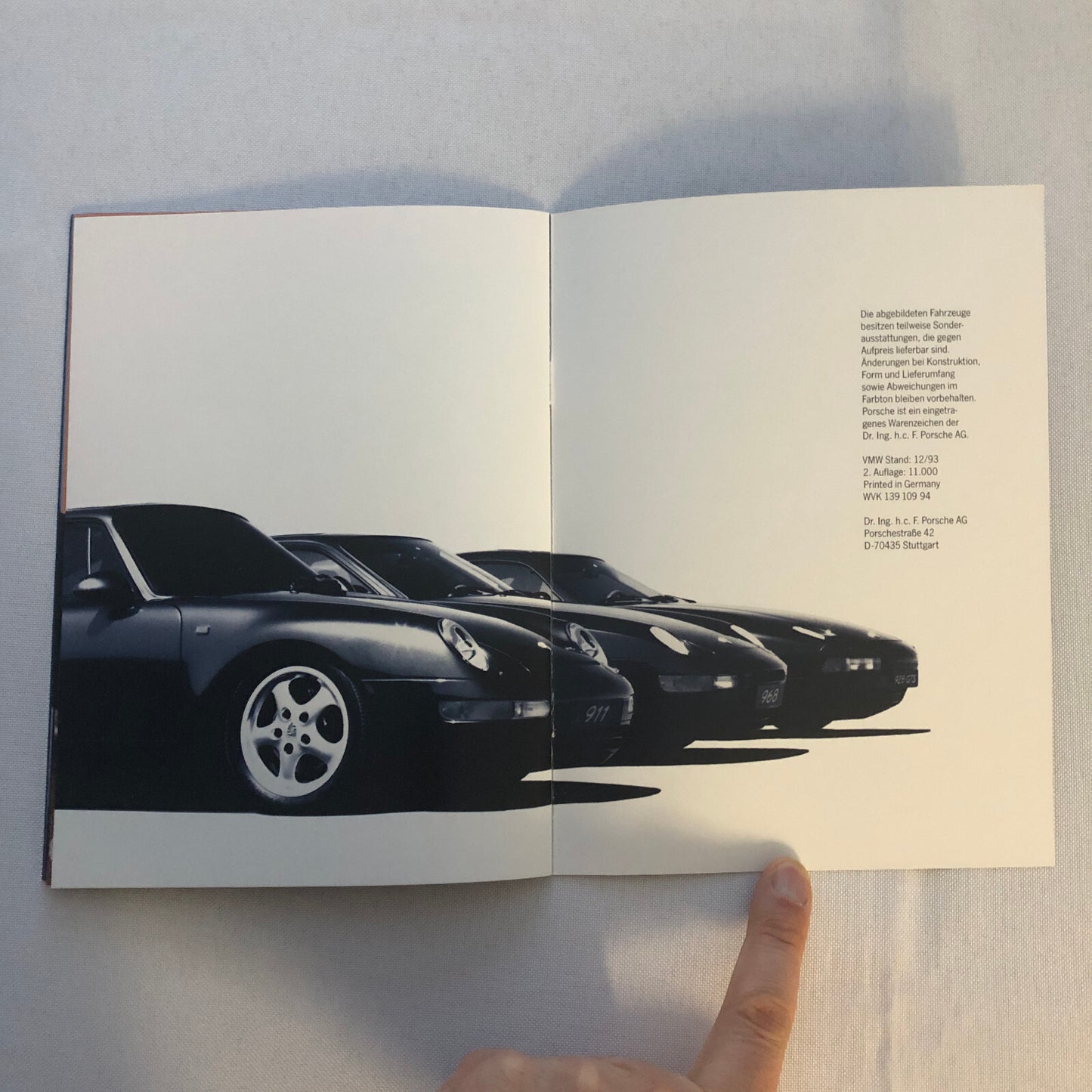 1993 1994 Porsche 911 928 968 Sales Brochure Catalog GERMAN Text