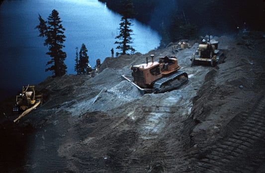 35mm Slide Vintage Image California Highway Construction Equipment Tractor
