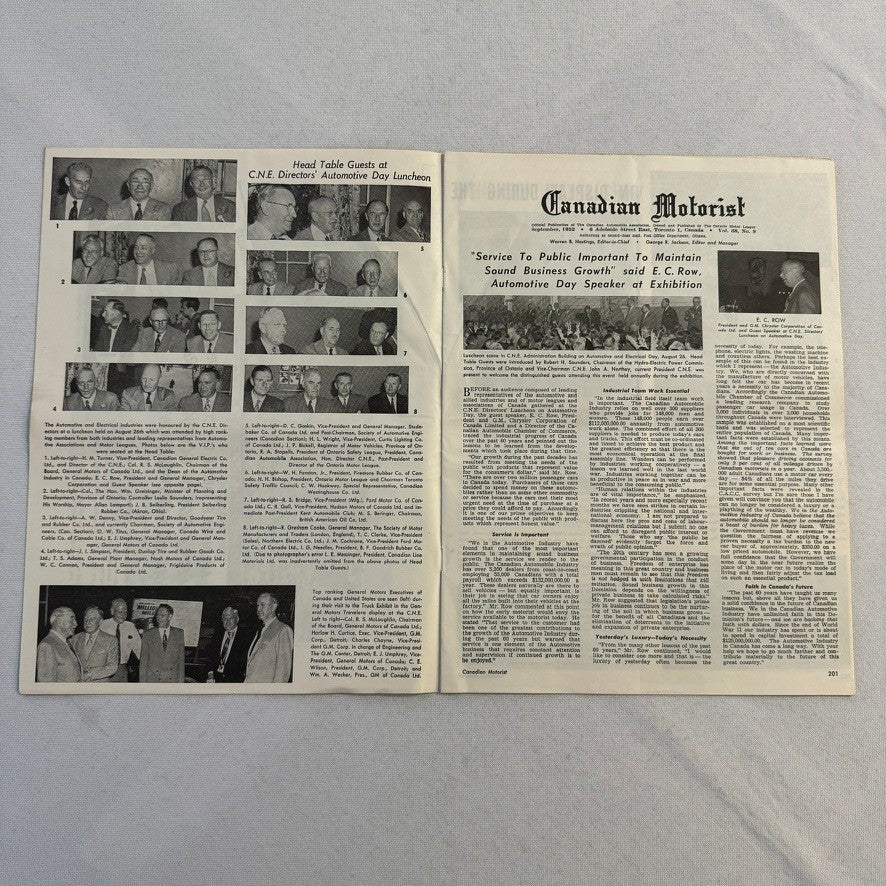 1952 Canadian Motorist Magazine Queen Elizabeth CNE Autoshow Motor Show Sept
