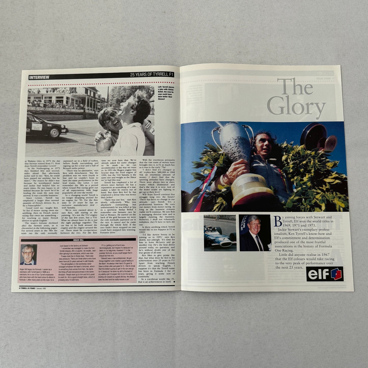 1992 Ken Tyrrell Racing Autosport Magazine Jackie Stewart ELF Ford Race Cars