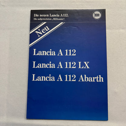 Lancia A112 LX Abarth Car Sales Brochure Catalog Lancia A 112