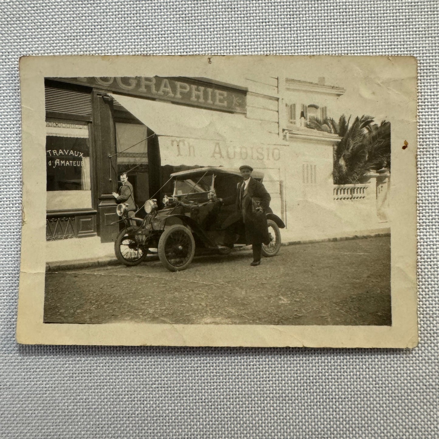 Vintage Photograph Photo Men with Early Antique Car European