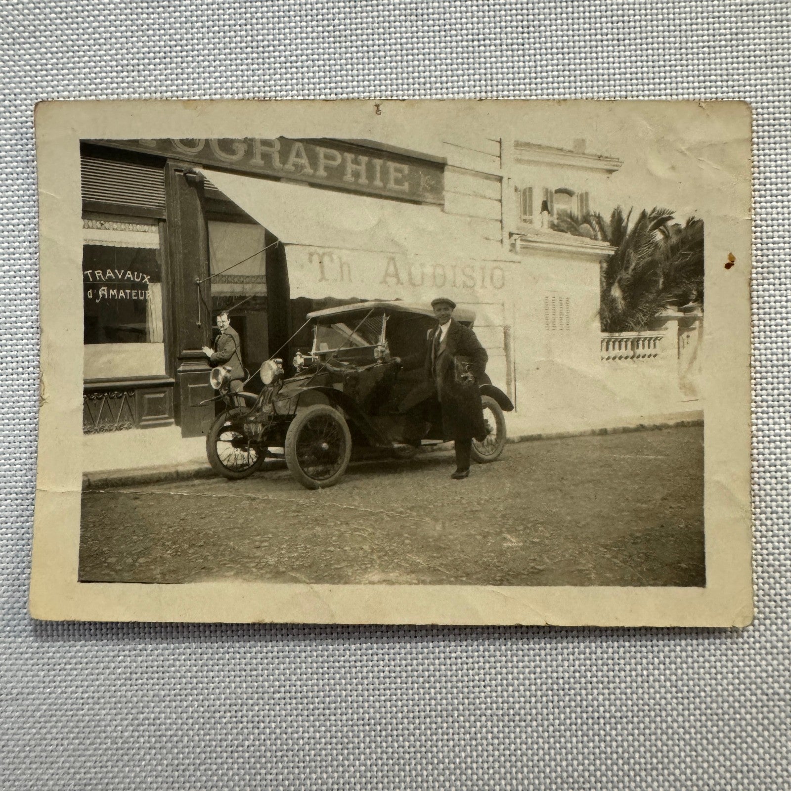 Vintage Photograph Photo Men with Early Antique Car European