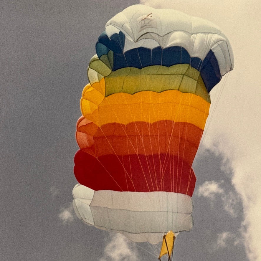 Vintage Skydiving Parachute Photo Large Format Aviation Photograph 1970s-80s