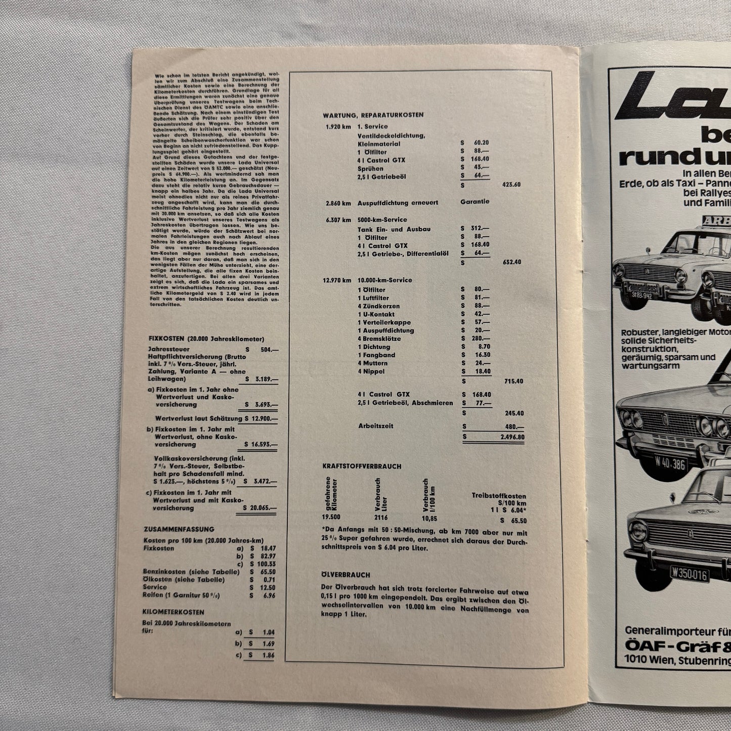 1974 Lada Universal Car Road Test Sales Brochure Catalog German Text Vintage