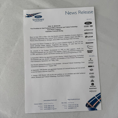 1999 Ford Jackie Stewart Racing Team SF3 Press Kit 35mm Slides Brochure Photos