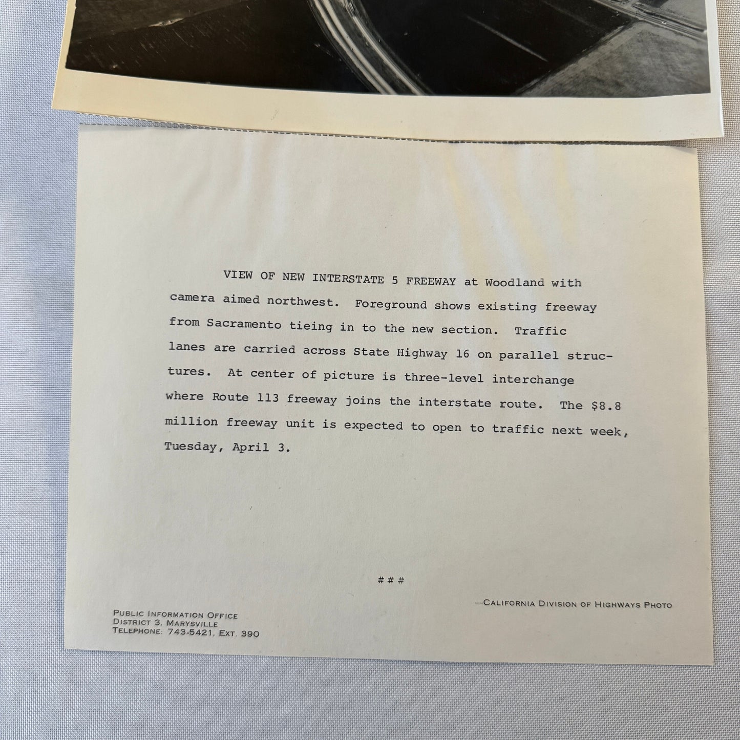 State of California Department of Public Works Interstate Highway 5 Press Kit