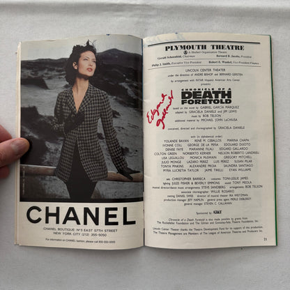 Chronicle of a Death Foretold Theater Playbill Cast Signed Autographed Signature