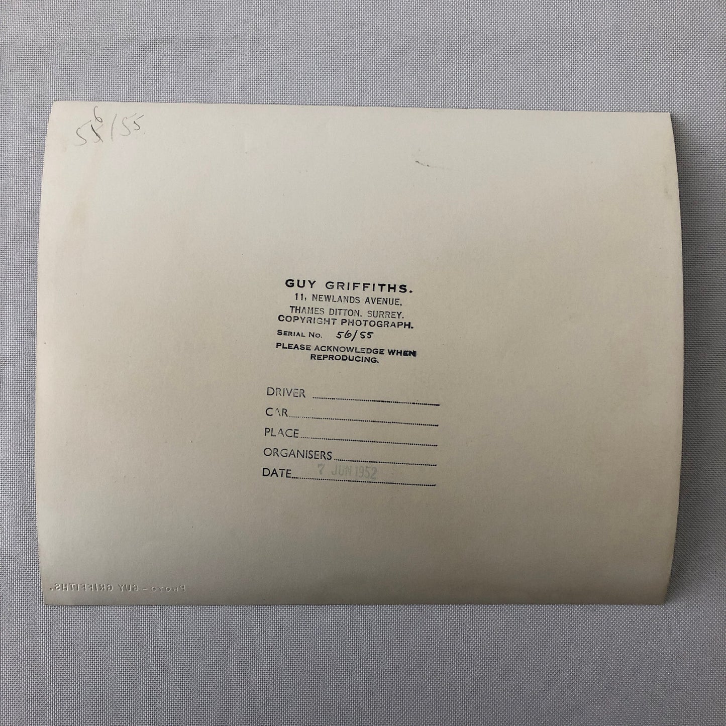 Vintage Car Racing Photo Photograph Print 1952 Guy Griffiths UK 