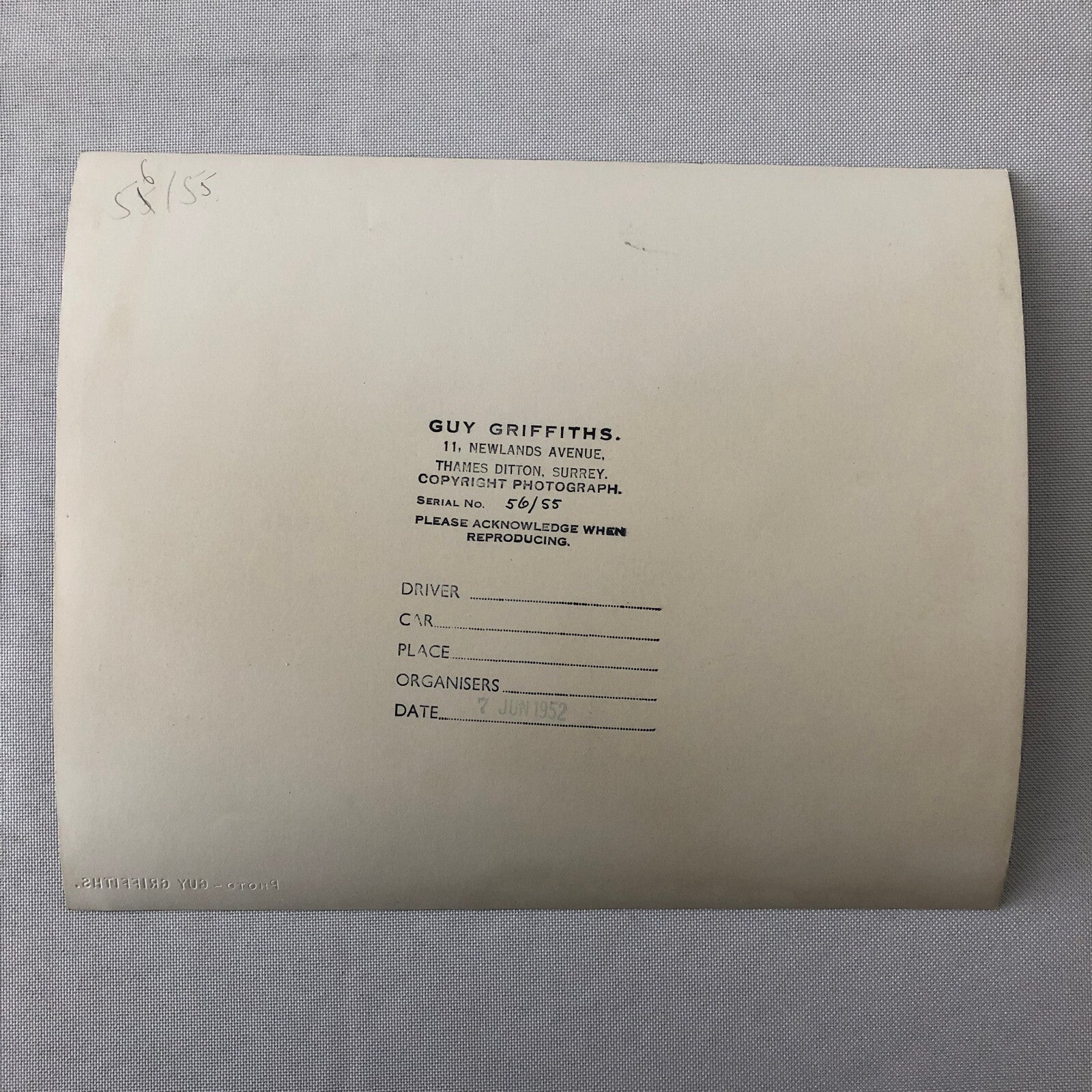 Vintage Car Racing Photo Photograph Print 1952 Guy Griffiths UK 