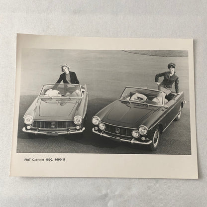 Fiat 1500 and 1600 S Cabriolet Convertible Factory Press Photo Photograph
