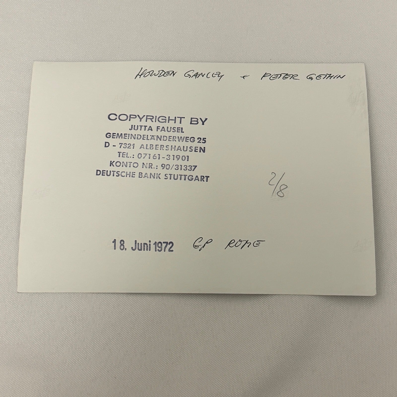 Vintage Racing Photo 1972 Rome Grand Prix Howden Ganley and Peter Gethin