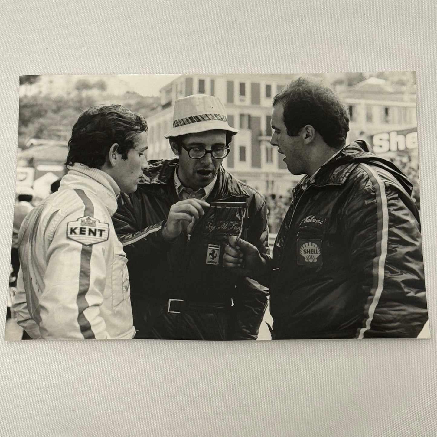 Vintage Racing Photo Ferrari Engineer Mauro Forghieri Jacky Ickx 1971 Monaco GP