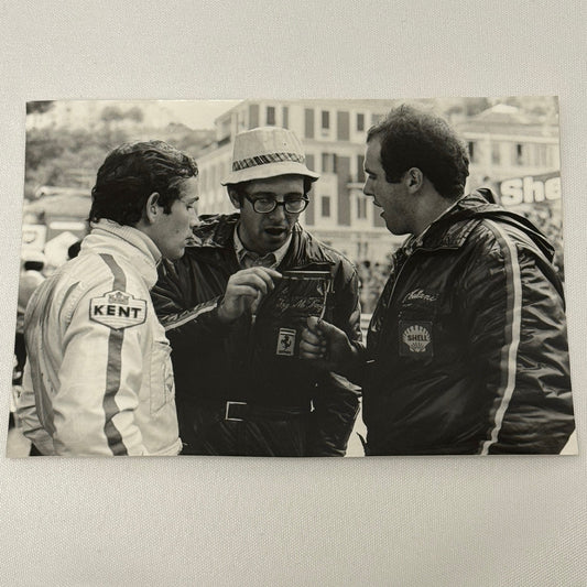 Vintage Racing Photo Ferrari Engineer Mauro Forghieri Jacky Ickx 1971 Monaco GP