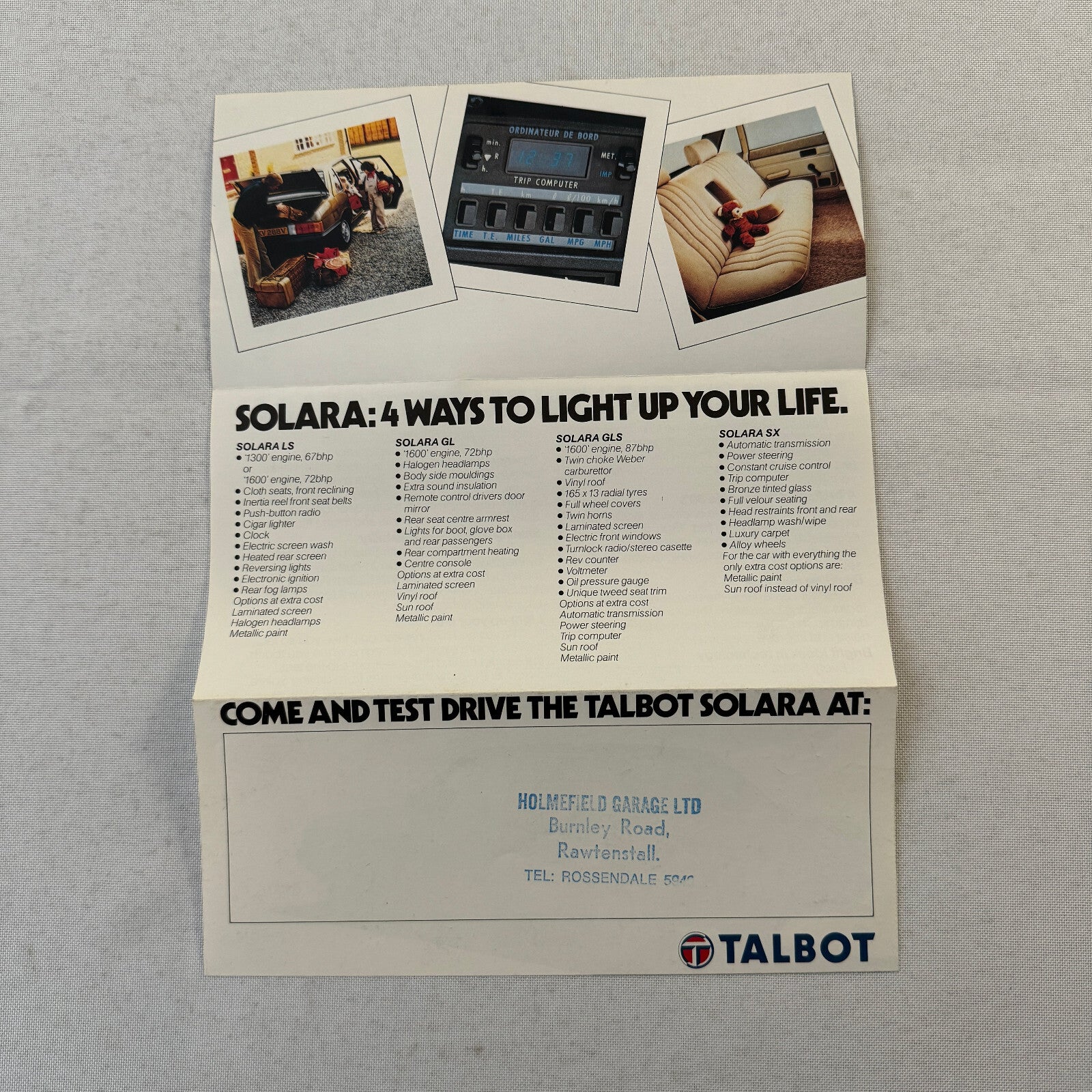 Talbot Solara Car Sales Brochure Catalog Advertising Vintage