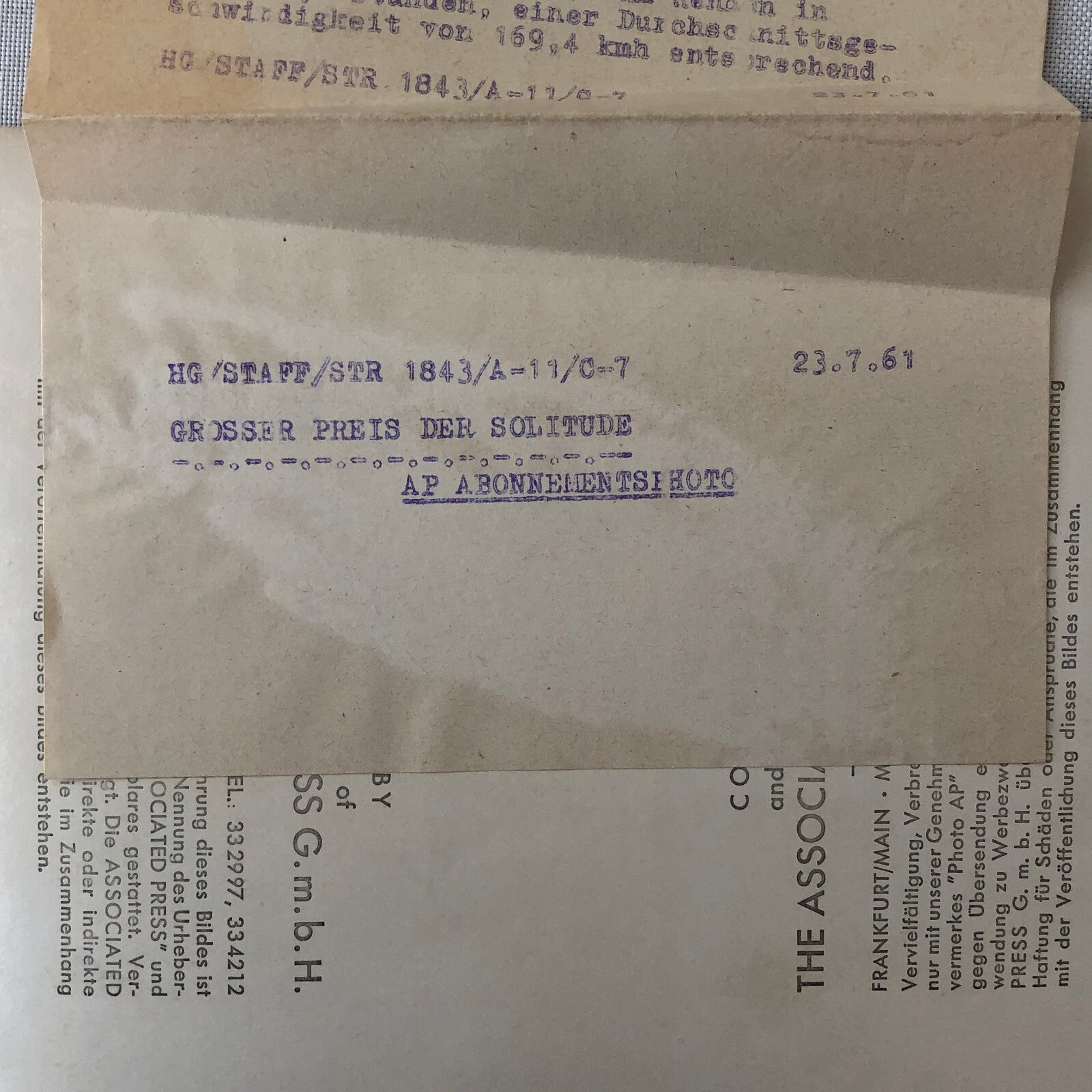 1961 Associated Press Racing Photo Photograph Innes Ireland Lotus Car + 