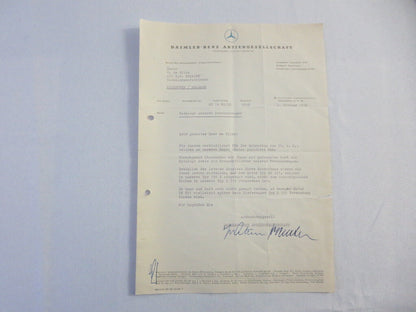 1958 Mercedes Benz Daimler Letter Letterhead Document - German Text 