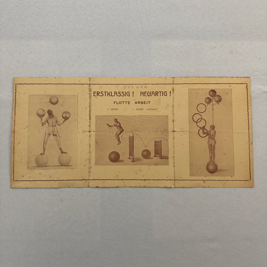 Circus Juggling Balancing Acrobat Act Ottare Vintage Brochure Advertising