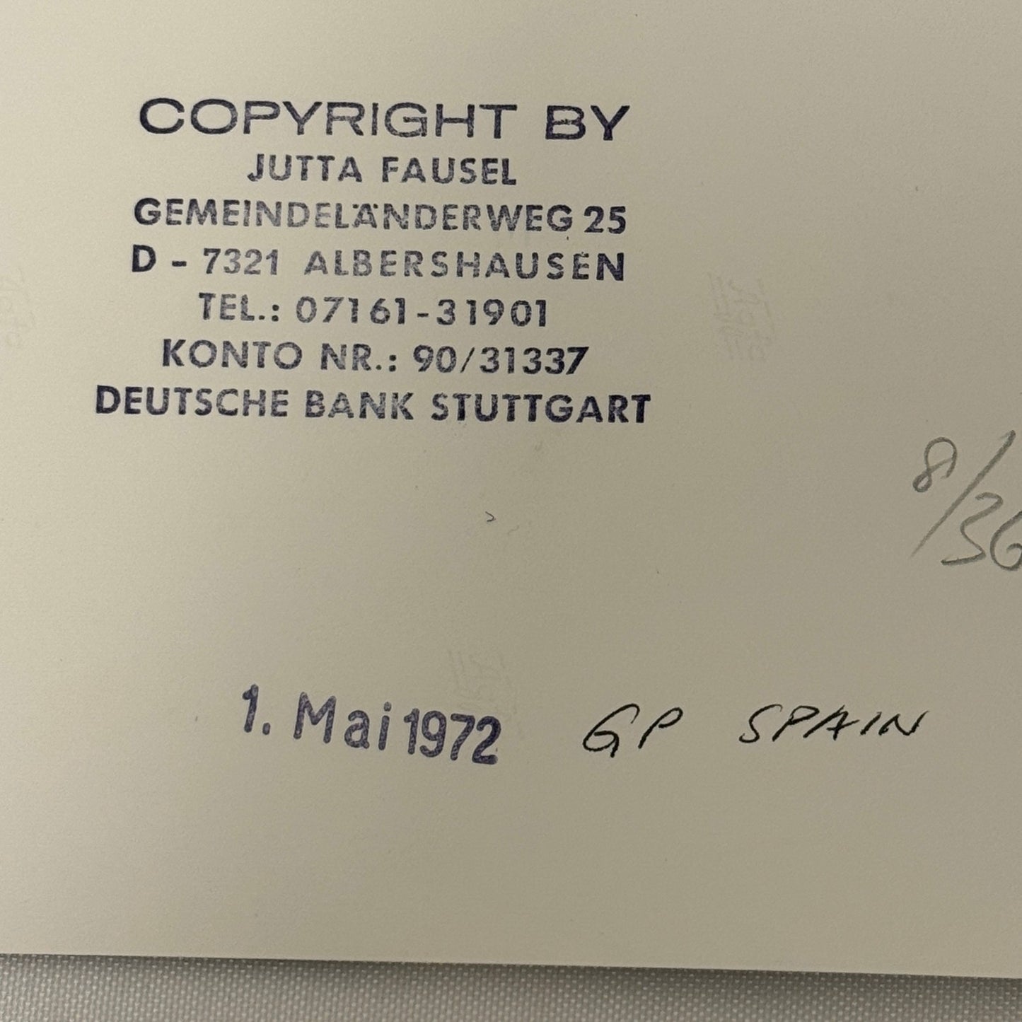 Vintage Racing Photo Ken Tyrrell Jackie Stewart 1972 Spanish Grand Prix Race