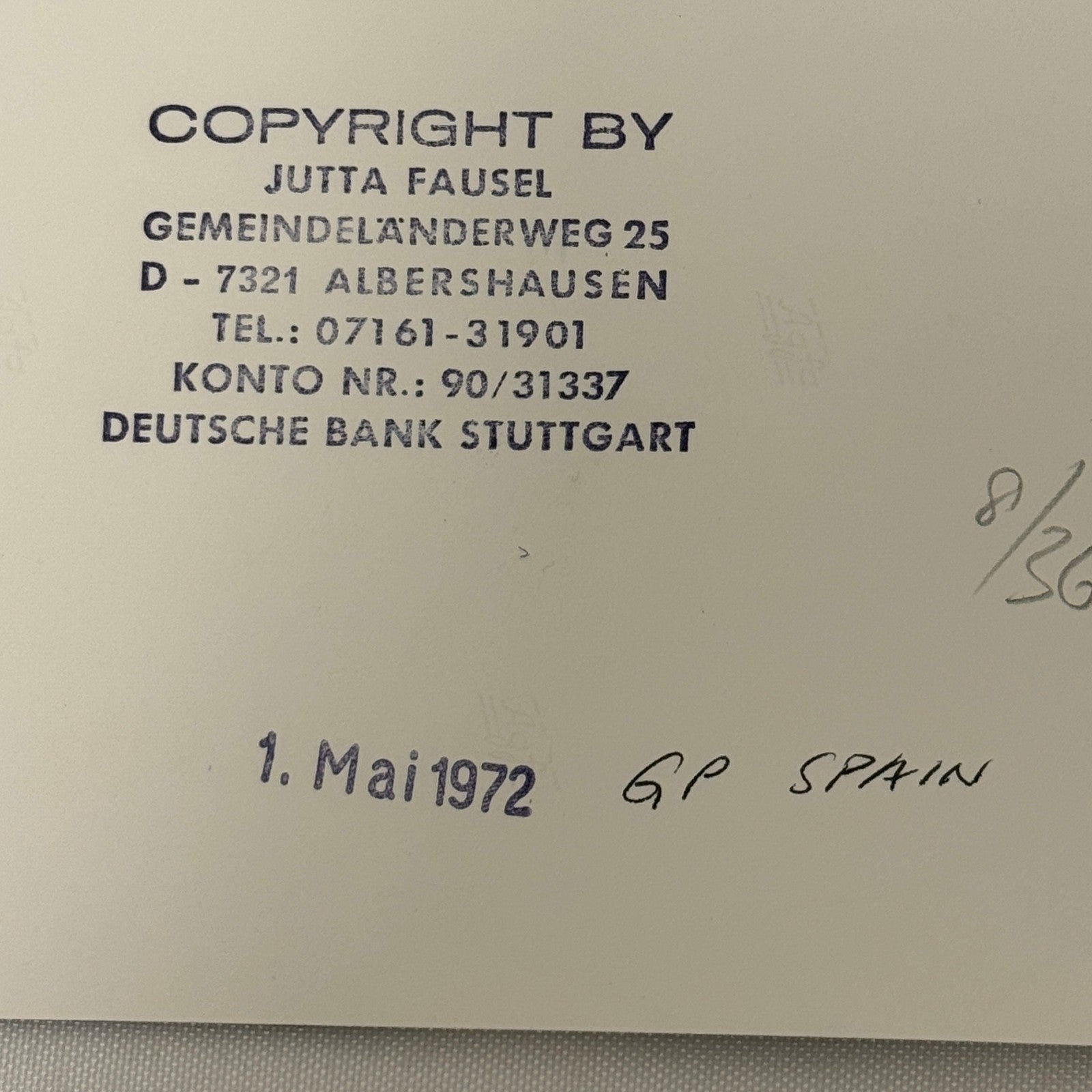 Vintage Racing Photo Ken Tyrrell Jackie Stewart 1972 Spanish Grand Prix Race