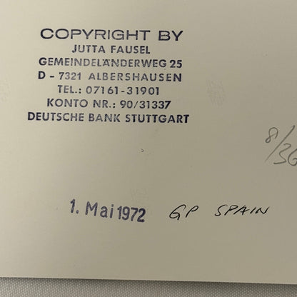 Vintage Racing Photo Ken Tyrrell Jackie Stewart 1972 Spanish Grand Prix Race