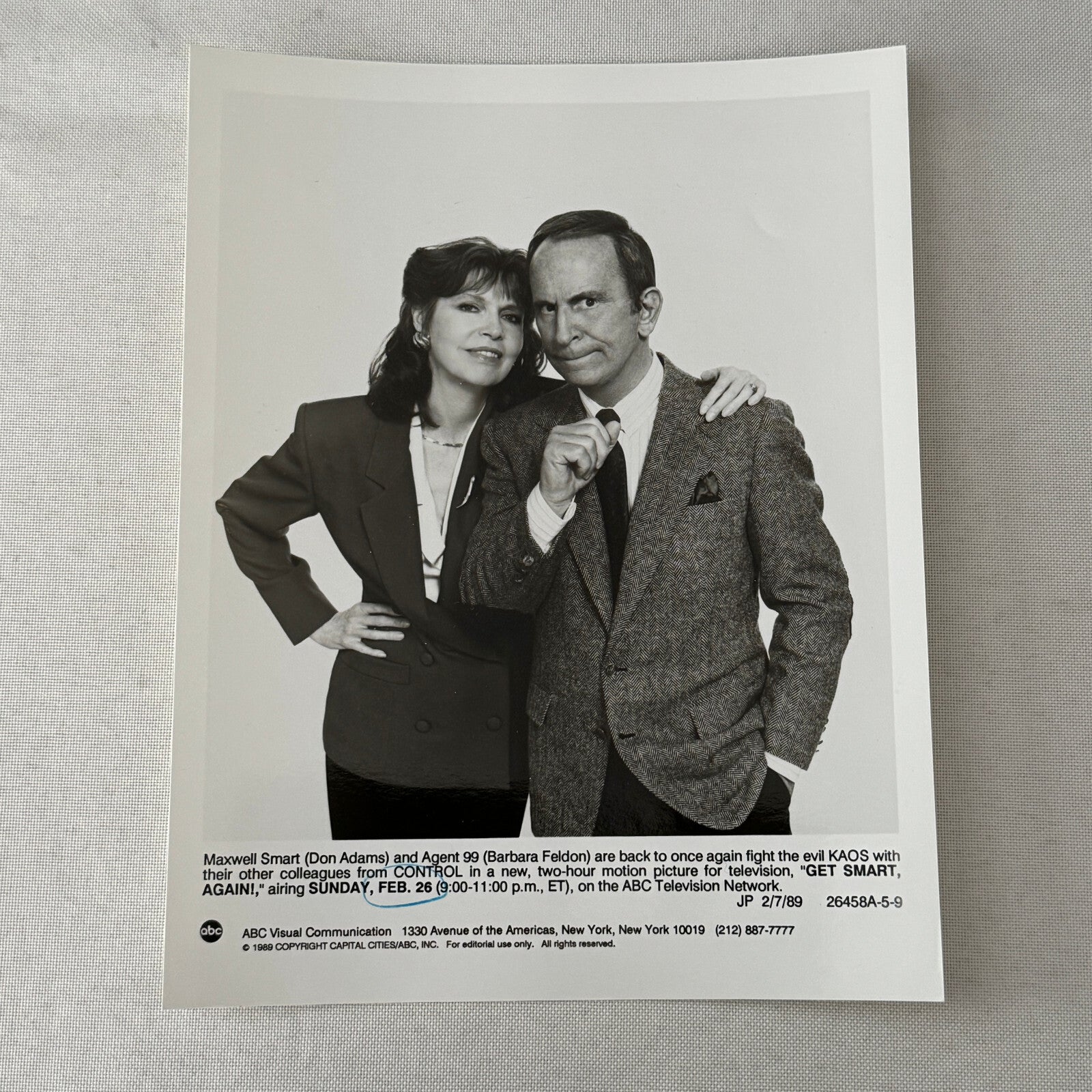 Get Smart Television TV Press Photo Photograph Don Adams Barbara Feldon 1989