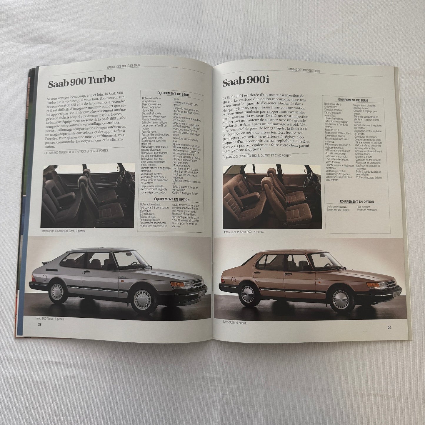 1988 Saab 900i 900 Turbo Car Sales Brochure Catalog Vintage FRENCH European