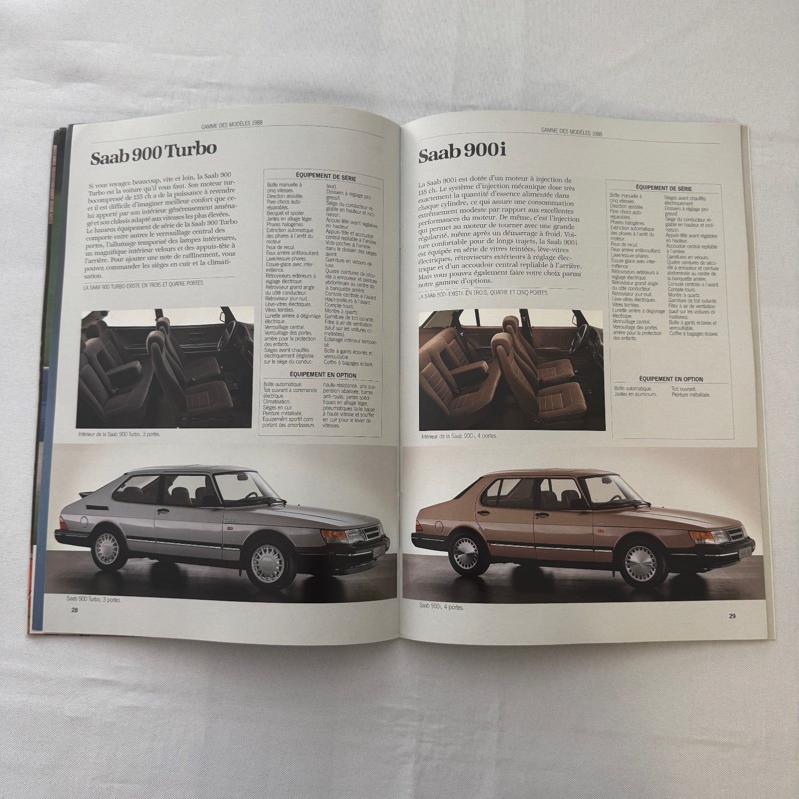 1988 Saab 900i 900 Turbo Car Sales Brochure Catalog Vintage FRENCH European