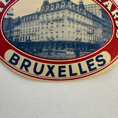 Vintage Travel Luggage Label Hotel Des Boulevards Bruxelles Belgium