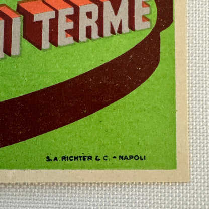 Vintage Travel Luggage Label Grand Hotel & La Pace Montecatini Terme Italy