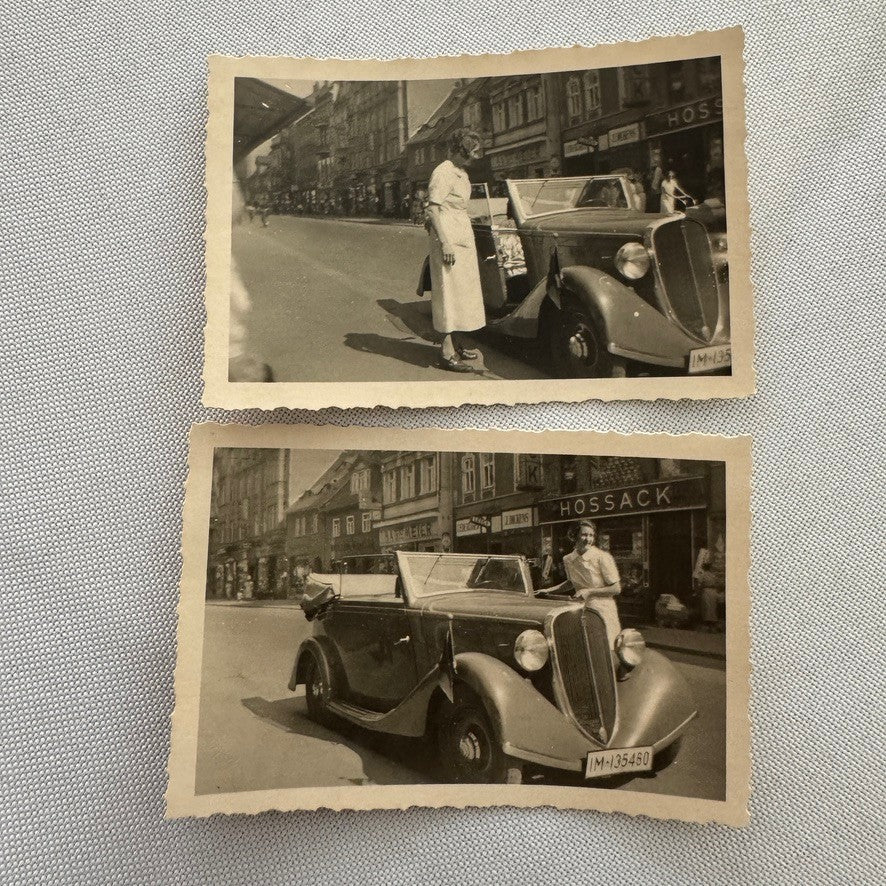 Vintage Snapshot Photo Photograph Lot Woman with Beautiful Car Automobile German