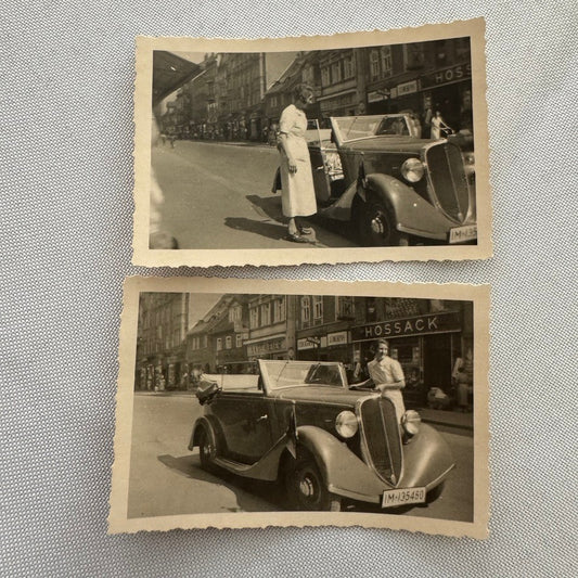 Vintage Snapshot Photo Photograph Lot Woman with Beautiful Car Automobile German