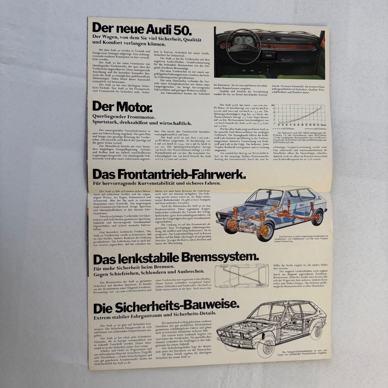 Audi 50 Poster Sales Brochure Catalog Advertising 1974 1975 GERMAN