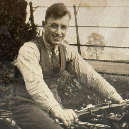 Vintage Photograph Photo Man on Motorcycle Bike