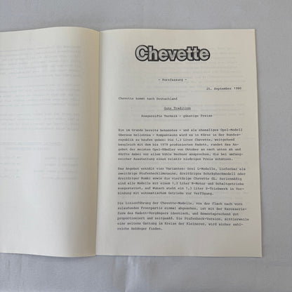 Opel Chevette Car Press Kit Brochure Photos 1980 1981 GERMAN