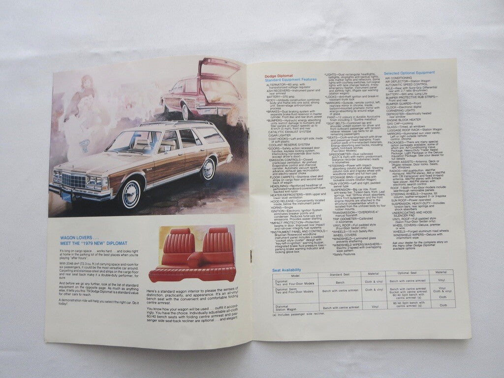 1979 Dodge Diplomat Sales Brochure Catalog Advertising - Station Wagon Salon + 