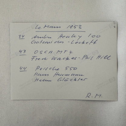 1953 LeMans Racing Photograph Photo Healey 100 OSCA MT4 Porsche 550 Modern