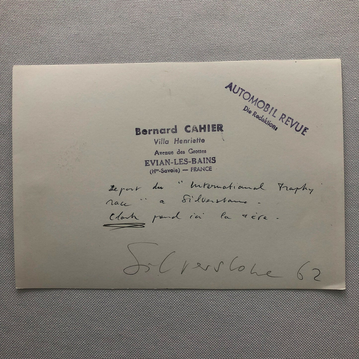 Vintage 1962 Silverstone Trophy Grand Prix Racing Photo Bernard Cahier Jim Clark