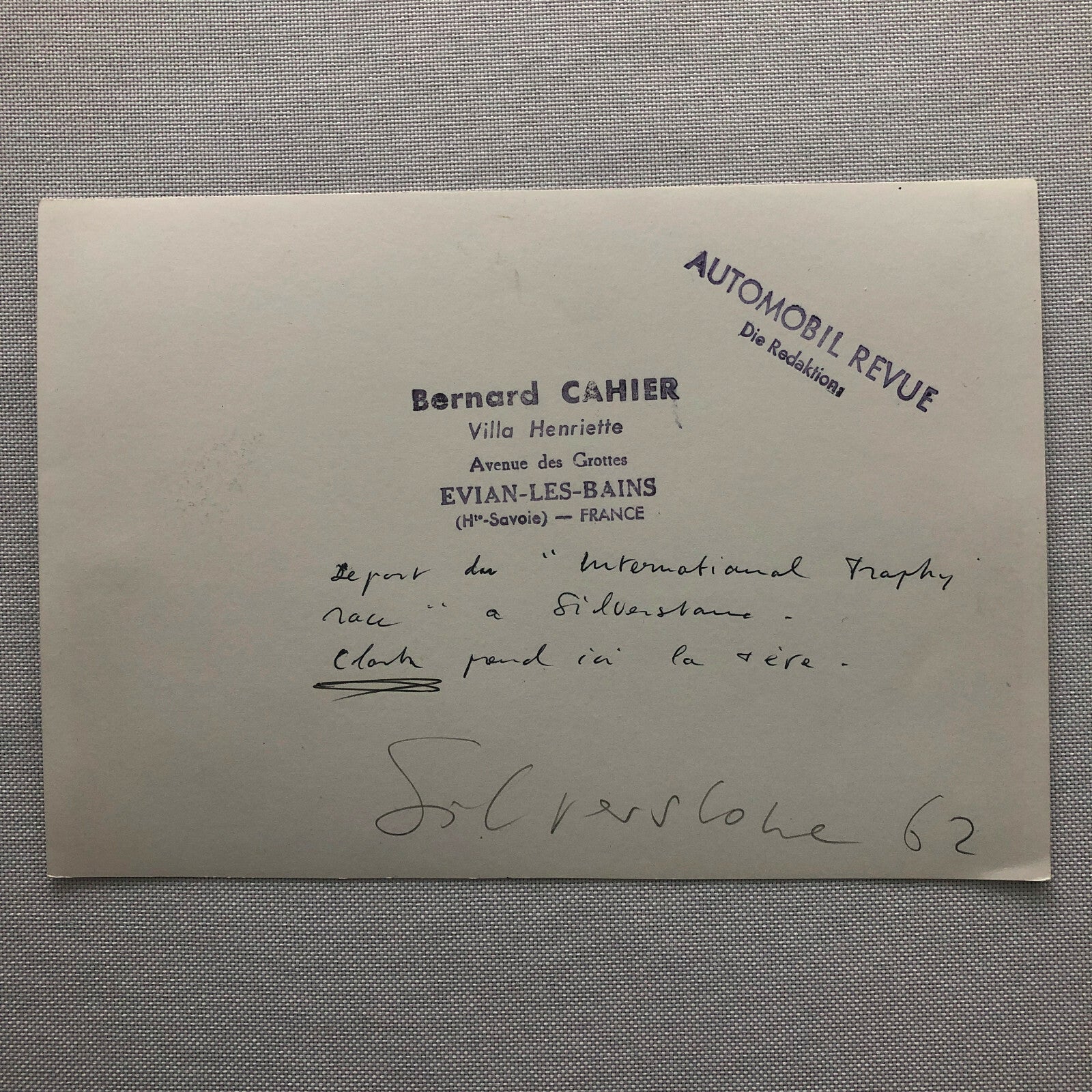 Vintage 1962 Silverstone Trophy Grand Prix Racing Photo Bernard Cahier Jim Clark