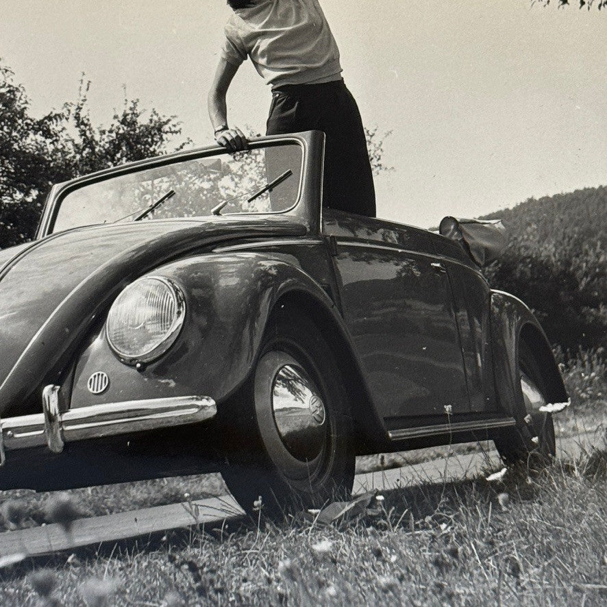 Vintage Volkswagen Beetle VW Bug Car Photo Photograph Print Woman